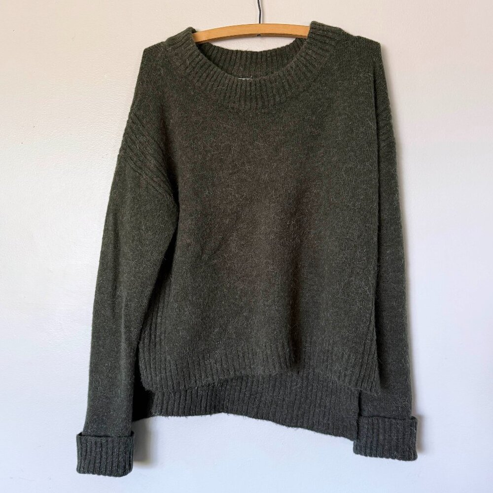 size LARGE dark green SHRINKING VIOLET sweater acrylic polyester alpaca womens L